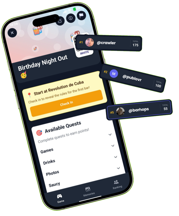 Barhops home screen